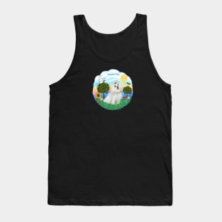 "Happy Day" Maltese Cutie in the Country Tank Top